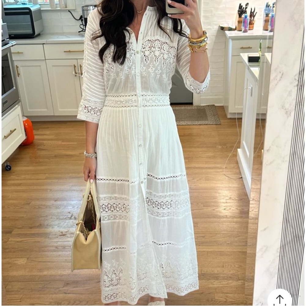 🤍Love Shack Fancy Beth Dress White Crochet Size Small